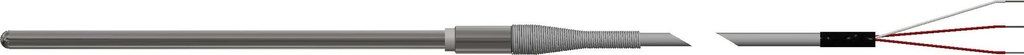 Pyromation RTD Assembly, Single 3-Wire, 1/4" OD x 6" Sheath, 20' FPM Leads (2" Split, 1/4" Stripped) w/Relief Spring
