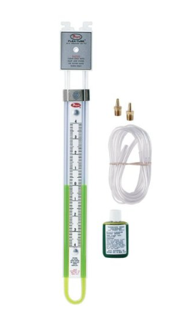 Dwyer U-tube manometer, range 6-0-6" w.c. Series 1221/1222/1223 Flex-Tube® U-Tube Manometer Suitable for Pressures up to 100 psi, Better Precision, Inches of Water Using Red Gage Fluid