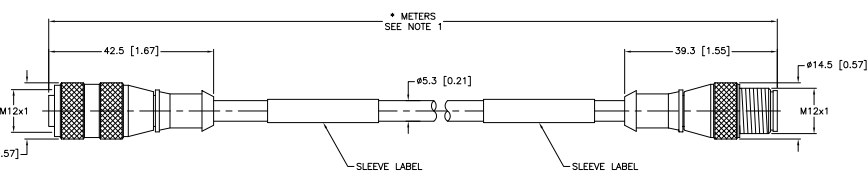 Turck Double-ended Cordset, Straight Female Connector to Straight Male Connector (RK 4.4T-4-RS 4.4T/CS12047)