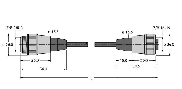 Turck Actuator and Sensor Cable, Extension Cable (RSM RKM 50-15M)