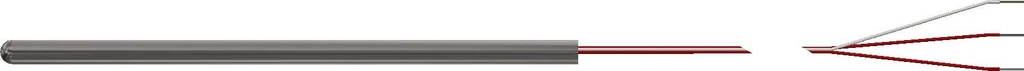 Pyromation RTD Spring-Loaded Assembly, Single 3-Wire, 1/4" OD, 6" Sheath, 12" Fiberglass Leads (2" Split, 1/4" Stripped), No Heat Shrink