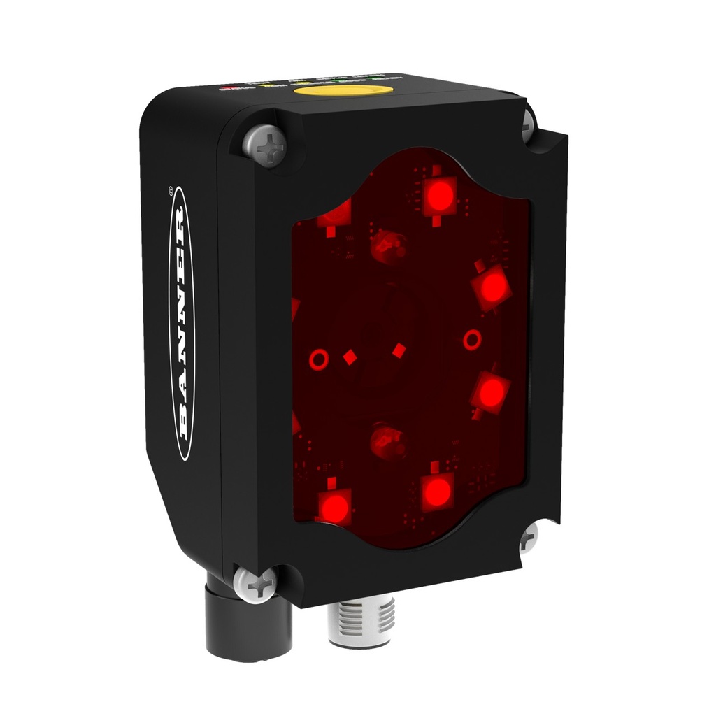 Banner ABR Series Barcode Reader; Resolution: 1600 x 1200 px; Lens: 9 mm Autofocus; Light: Red; Polarized; Ethernet & Serial Communications; 1D + 2D Code (ABR72L9-RPE2)