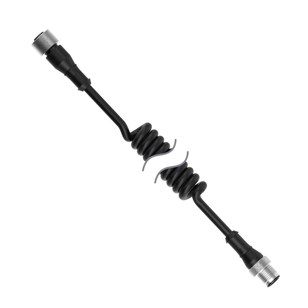 Cordset A-Code M12 To A-Code M12 Double Ended Coiled (MQDEC-401.7M-PUR-C)