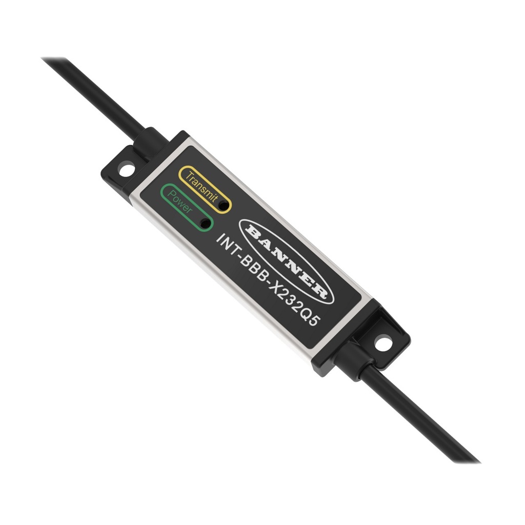 Banner RS-232 Communication Interface Accessory; Support Bannerbus from Sensor Pin 4; 150 mm (6 in) M12 PVC Pigtail QD (INT-BBB-X232Q5)
