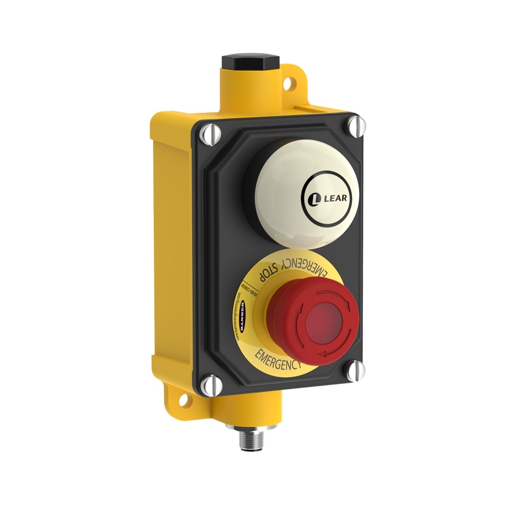 Banner E-STOP Button Metal 2NC 1NO Legend; K50 in BENC Enclosure, E-Stop with 12-pin M12 Integral QD,sprf 24057 (SSA-EBM-12EB1Q12K50T)
