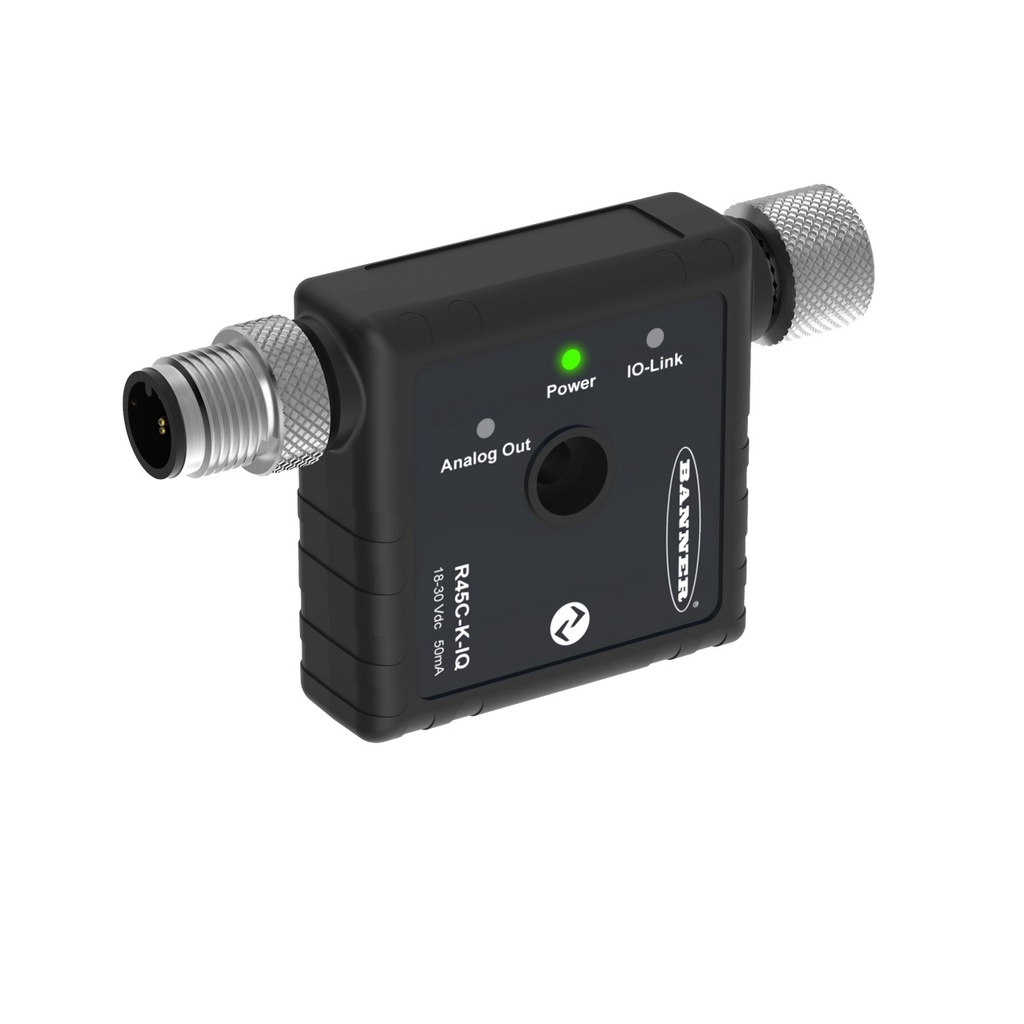 Banner R45C Series Converter; IO-Link to Analog Current Out; IO-Link Communications; 4-pin M12 Integral QD (R45C-K-IQ)