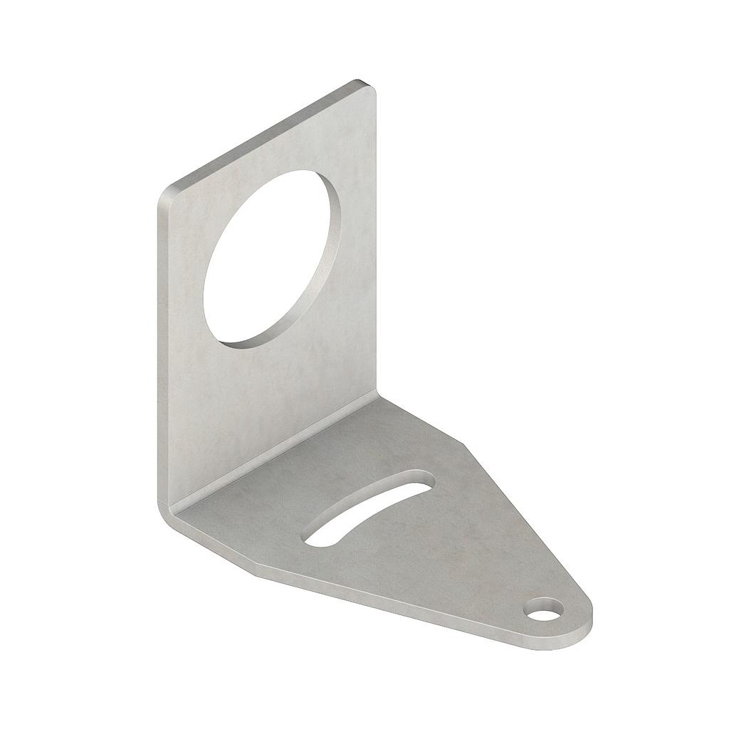 Banner Bracket: Right-Angle Mounting; Material: 12-Gauge Stainless Steel; Curved Mounting Slot for Versatility/Orientation; Clearance for M6 (1/4 in) Hardware (SMB30A)