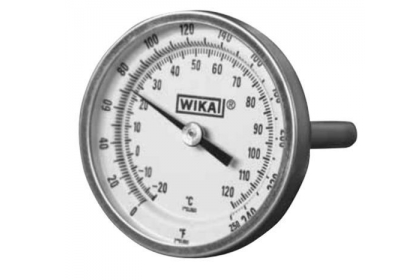 Wika BI-MET THERM 2.5"DIAL, 2.5"STEM, 20/240F/C, 1/4"NPT