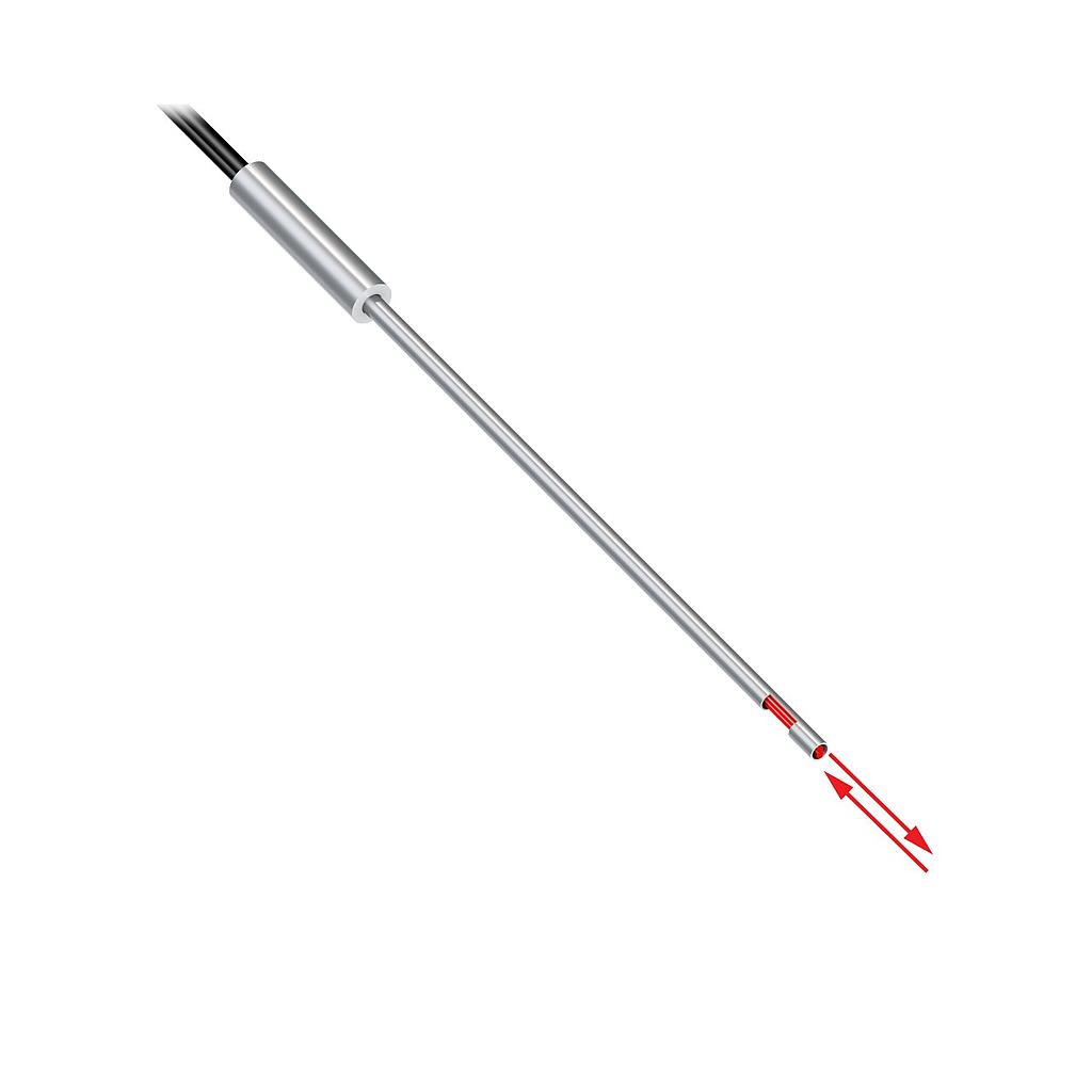 Banner Plastic Fiber, Diffuse Reflective; Core Dia.: 0.5 mm; Fiber Length 2 m; Probe, Sideview; Free cut (PBPS26U)