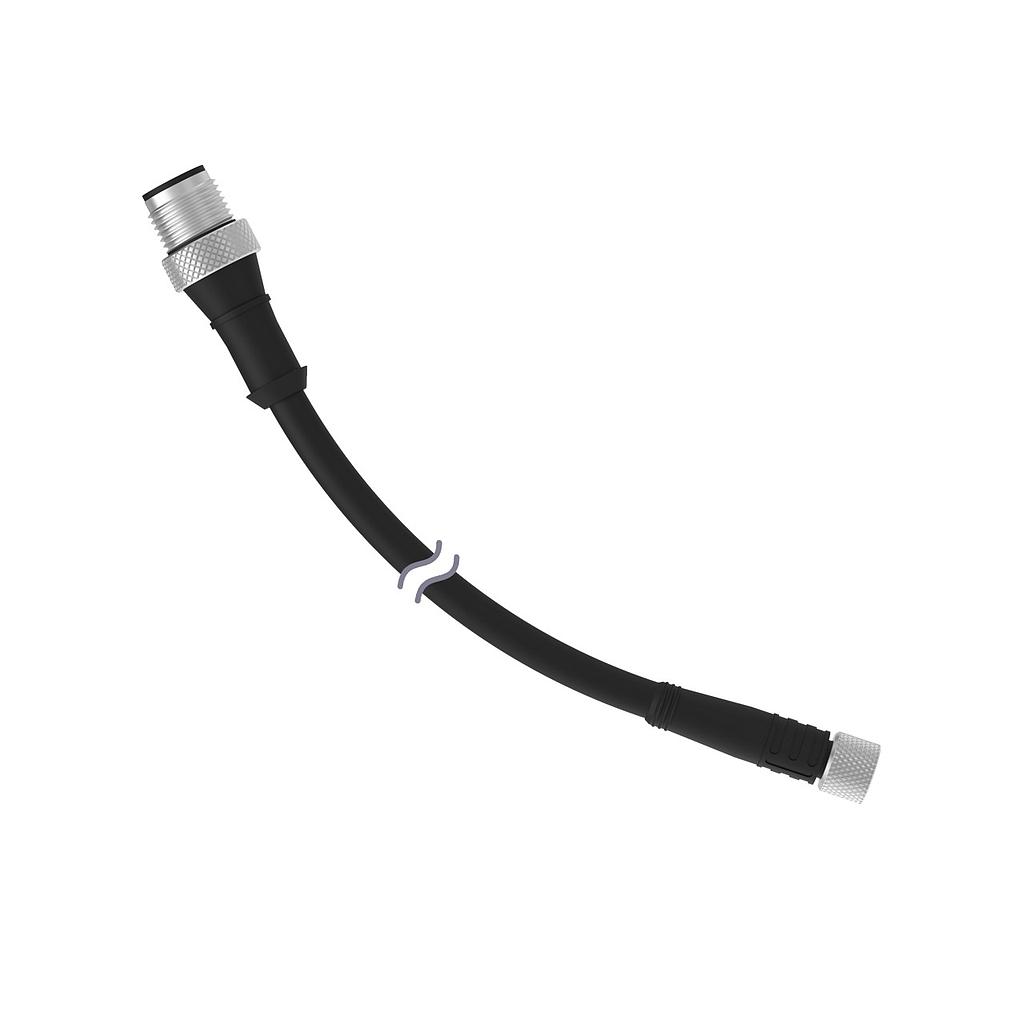 Banner Cordset: Double-Ended M8 to M12; 3-pin Straight Female; 4-pin Straight Male; 0.15 m 4x26 Black PVC Jacket; Nickel-Plated Brass Coupling Nuts (PKG3M-.5-MQDCM4IO)