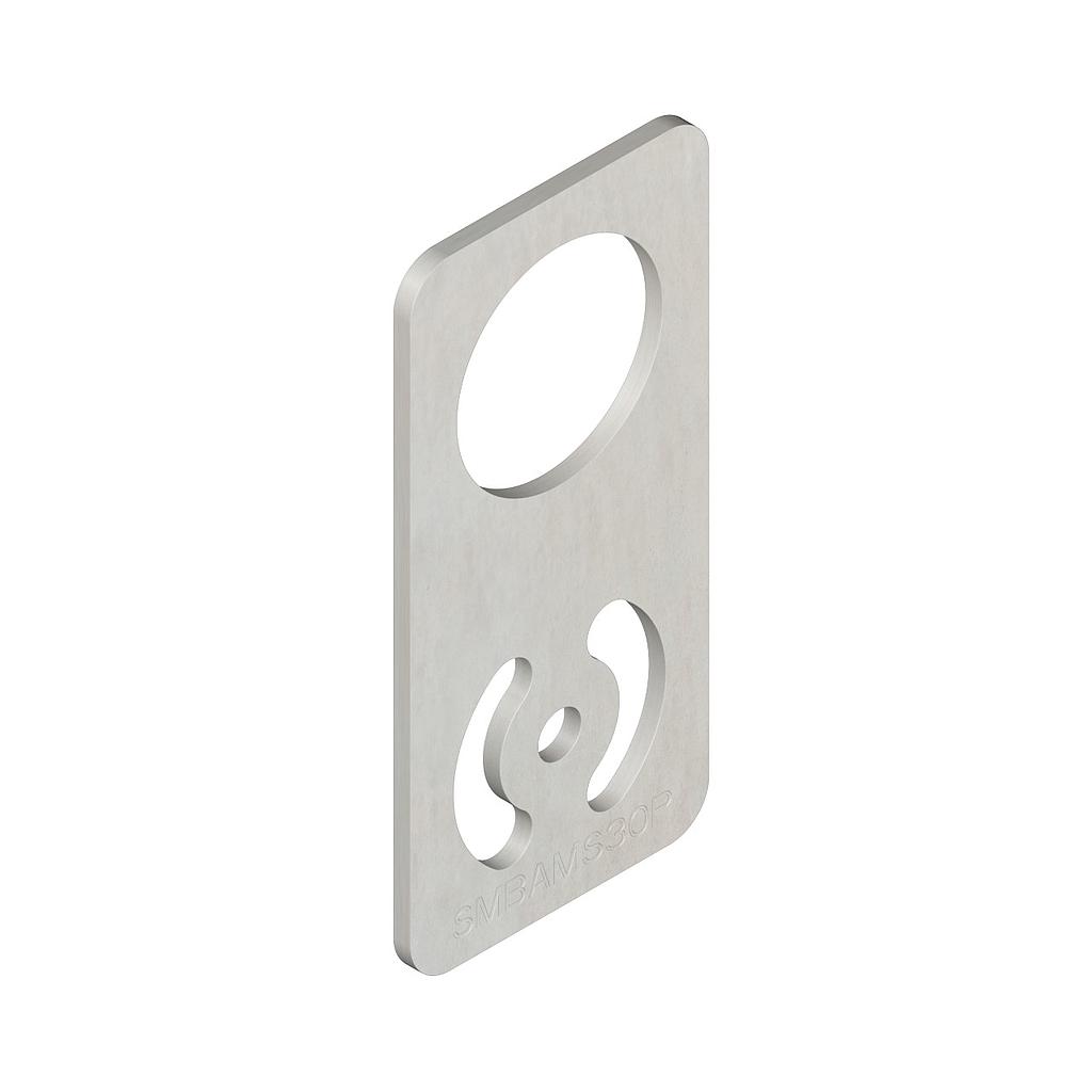 Banner Bracket: 30 mm Flat Bracket; Material: 12-Gauge Cold-rolled Steel; Curved Mounting Slot for Versatility/Orientation (SMBAMS30P)