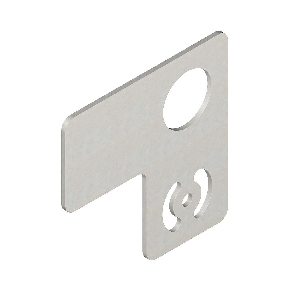 Banner Bracket: Flat SMBAMS Series with Space; for 60 x 58 mm label; 30 mm hole for Mounting Sensors; Articulation Slots for 90-plus Degree Rotation; 12-ga. (2.6 mm) Cold-rolled Steel (SMBAMS30PL52R)