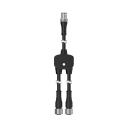 Banner M12 QD Splitter Cordset; 5-pin Male Straight Trunk; 1 m (3.3 ft); 8-pin Female Straight Branches (2); 0.5 m (1.64 ft); Black PUR Splitter Junction; Yellow PVC Cable Jacket (CSB-M1253.3M1281.6)