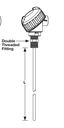 Watlow RR Style RTD w/Double Fitting, Single 3-Wire, PP Conn. Head, 1/4" OD, 4" SS Sheath, 1/2" NPT Fitting