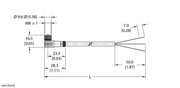 Turck Actuator and Sensor Cordset, Connection Cable (PKW 3M-6)