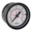 100 Series Pressure Gauge, 0 psi to 15 psi, Black Steel Case, Black Cover Ring, Glass Lens, Brass Press Fit Orifice 0.3 mm