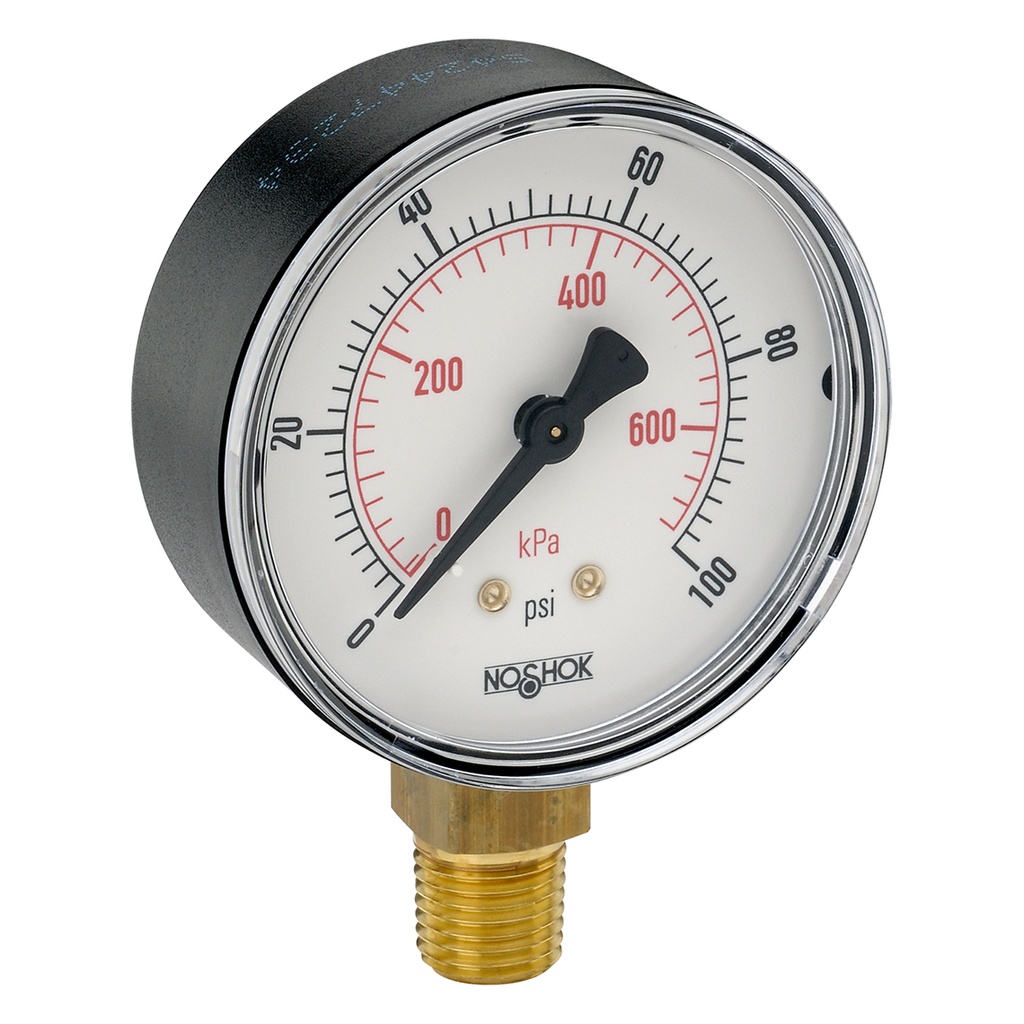 100 Series Pressure Gauge, 0 psi to 1,500 psi, Brass Press Fit Orifice 0.3 mm