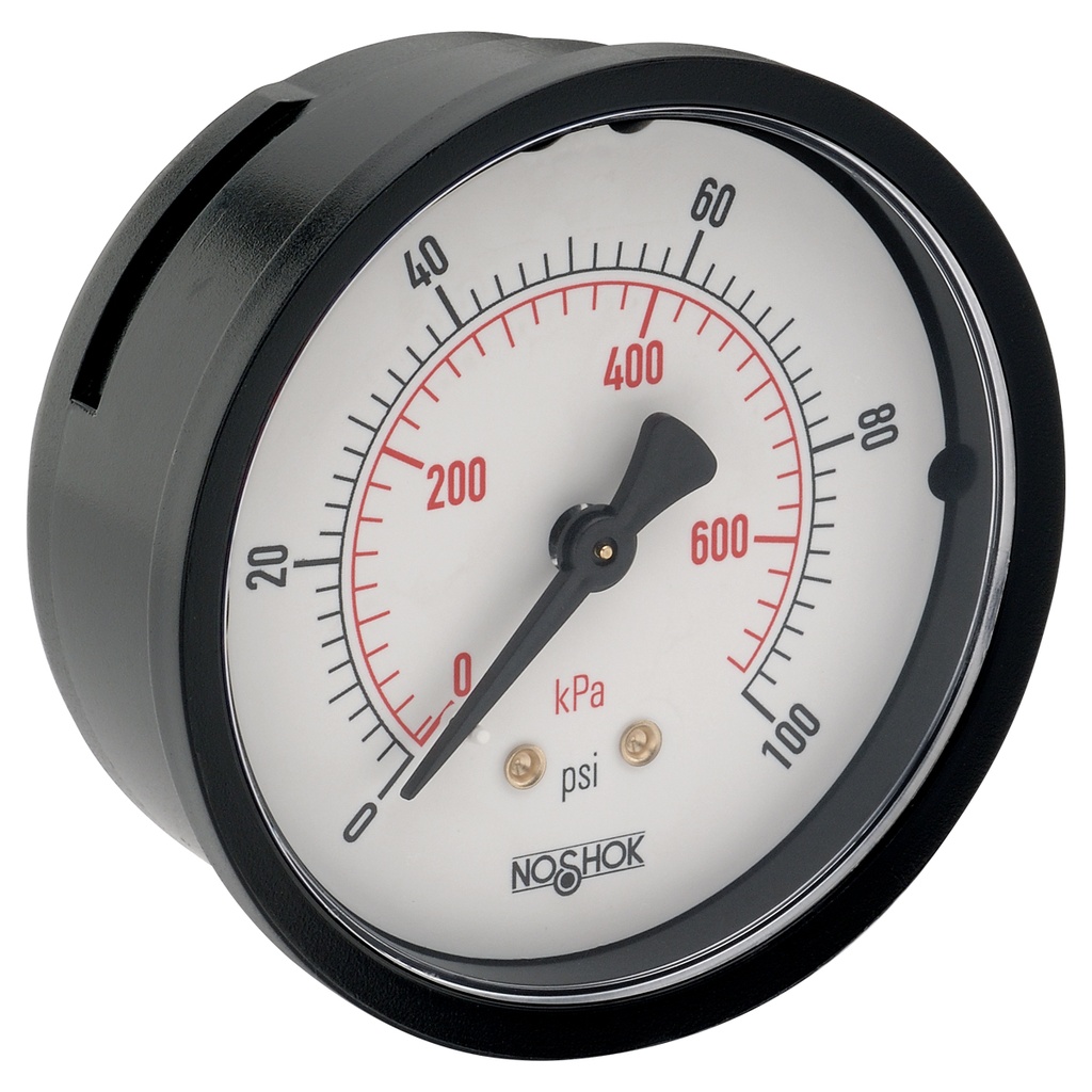 100 Series Pressure Gauge, 0 psi to 1,500 psi, Polished Stainless Steel Bezel, Panel Mount Clamp