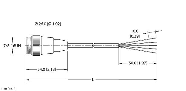 Turck Actuator and Sensor Cordset, Connection Cable (RSM 50-2M)