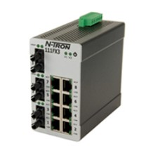 100 Series, 11-Port, N-Tron 111FX3 Unmanaged Industrial Ethernet Switch, ST 2km