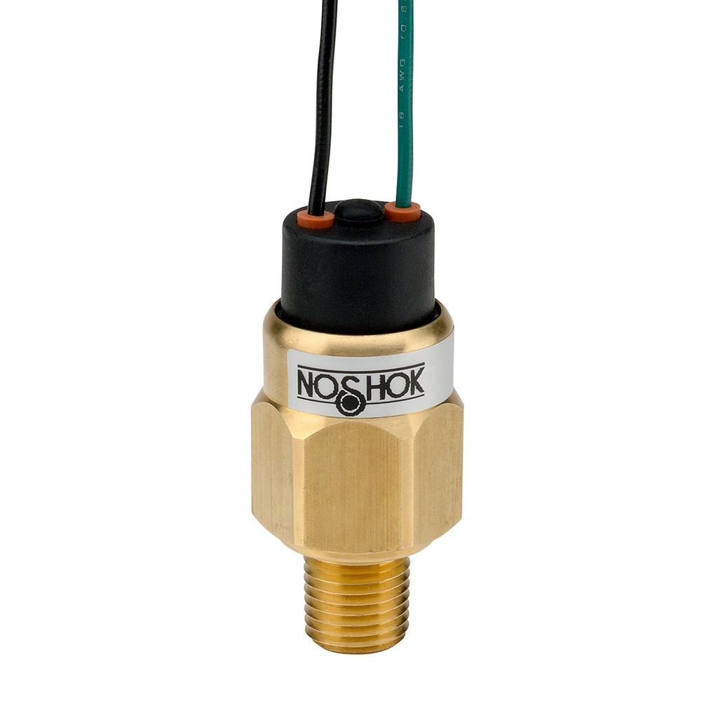 100 Series Mechanical Compact Low Pressure Switch, 15 to 100 psig, 1/8" NPT-Male, SPST, N.C., 18" Flying Leads