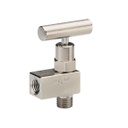 100 Series Mini, Hard Seat Needle Valve, 1/4" NPT, Female x Female, Angle, 316 SS, 0.172" Orifice w/Panel Mount and 2-1/2" T Handle