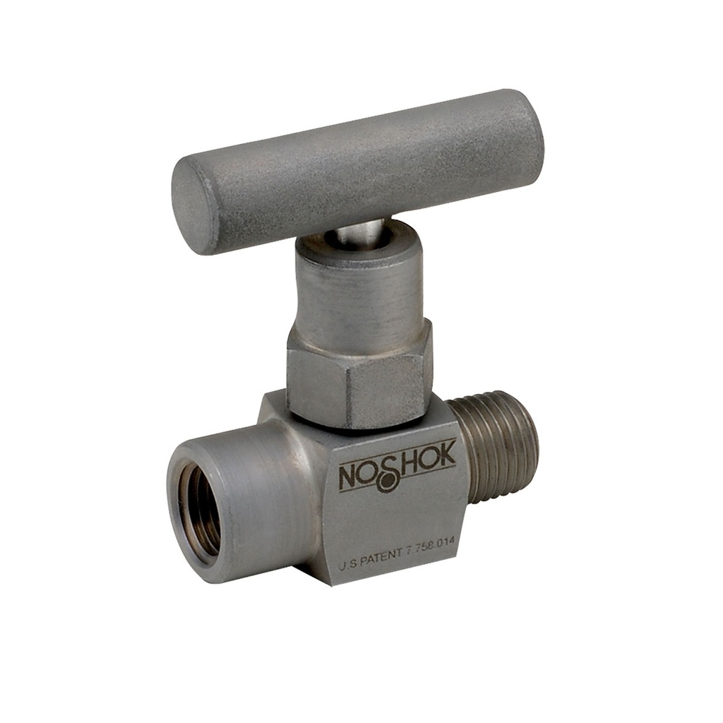 100 Series Mini, Hard Seat Needle Valve, 1/4" NPT, Male x Female, Steel, 0.172" Orifice w/PTFE Packing, 316 SS Non-Rotating Tip, Panel Mount, and Round Knurled Handle