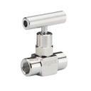 100 Series Mini, Hard Seat Needle Valve, 7/16-20 Unified Fine UNF 2B, Female x Female, Extended, Steel, 0.172&quot; Orifice w/Panel Mount and Round Knurled Handle