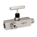 300 Series Multiport, Soft Seat Needle Valve, 1/2" NPT, Male x Female, 316 SS, 0.187" Orifice w/PTFE Packing