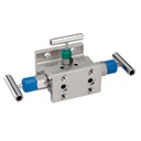3510 Series 3-Valve Differential Pressure Manifold Valve, Soft Seat, Flange x 1/2" NPT Female, Steel, 0.375" Orifice