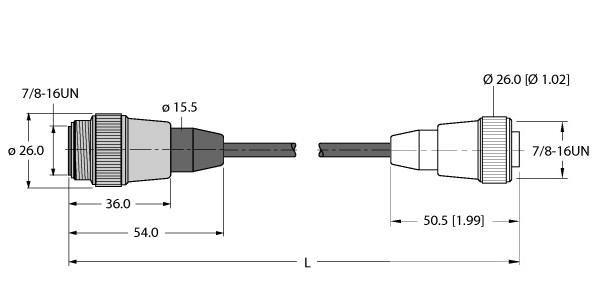 Turck Actuator and Sensor Cable, Extension Cable (RSM RKM 30-1M)