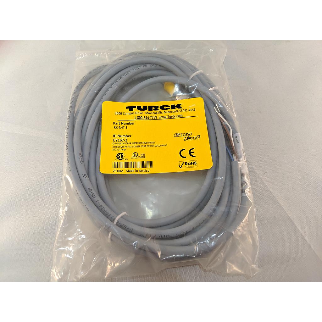 Turck Actuator and Sensor Cordset, Connection Cordset (RK 4.4T-5/S618)