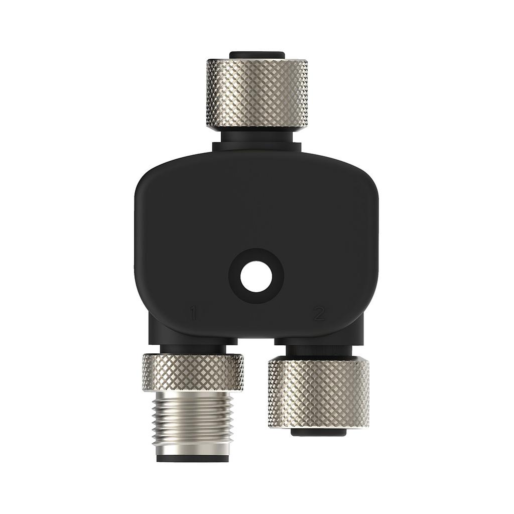Banner Splitter M12F to M12F and M12M Connectors; 8-pin, Non-Shielded, IP67, AWG 22; Black PUR Cord, Straight Connectors; Splitter Length: 0 m (CSB-M1240M1280)