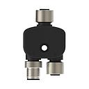 Banner Splitter M12F to M12F and M12M Connectors; 8-pin, Non-Shielded, IP67, AWG 22; Black PUR Cord, Straight Connectors; Splitter Length: 0 m (CSB-M1240M1280)