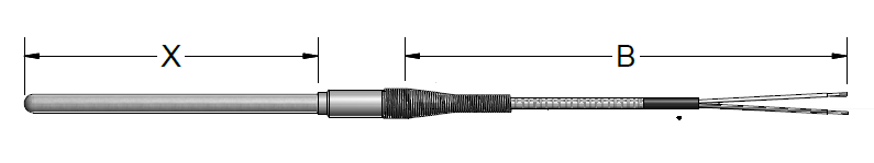 PYROMATION Single Thermocouples Type K, Grounded, 2" Probe with 50FT Fiberglass Wire