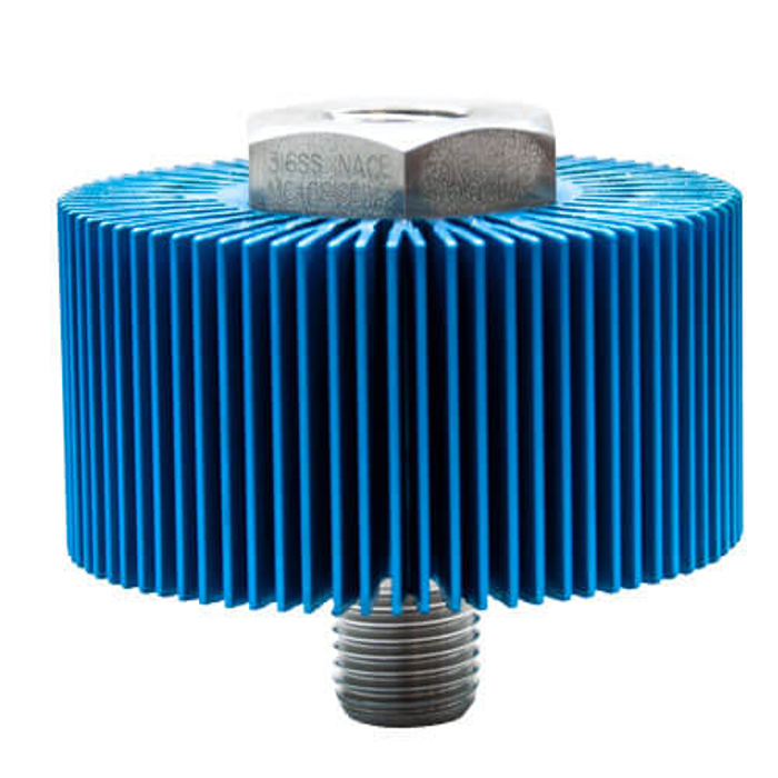 Wika Series 910.32.250 Mini Steam Cooling Adaptor w/Heat Sink, 316L SS, 1/2" NPTF to 1/2" NPTM, 6000 psi