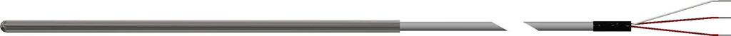 Pyromation RTD Spring-Loaded Assembly, Single 3-Wire, 1/4" OD, 10" Sheath, 10" FPM Leads (2" Split, 1/4" Stripped), No Heat Shrink