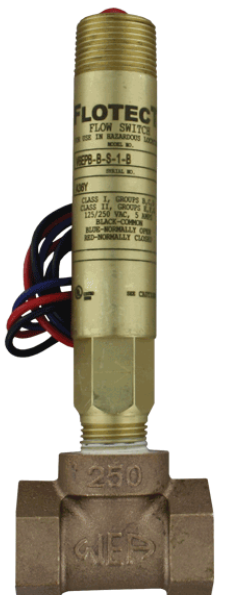 Series V6 Flotect, Mini-Size Flow Switch, DPDT, Brass Body and Tee