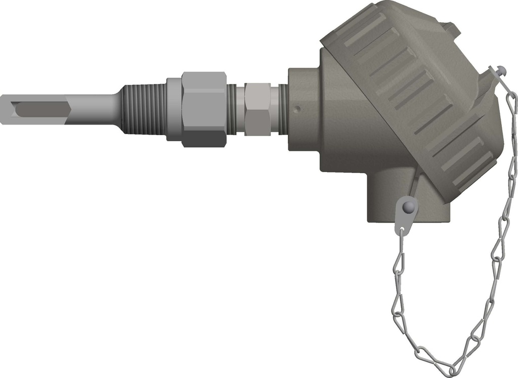 Pyromation Spring-Loaded RTD, Single 3-Wire, 1/4" OD, 7.5" SS Sheath, SS Head