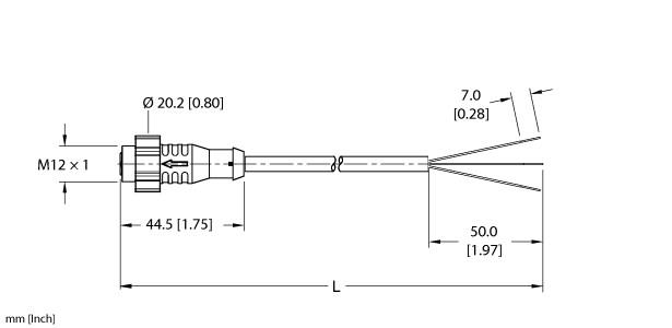 Turck Actuator and Sensor Cordset, Connection Cable (EKRT-A4.300-GC2K-5)