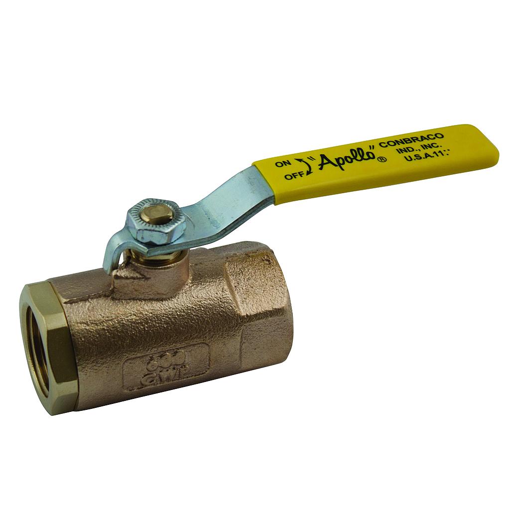 Apollo 1-¼” 2-piece Standard Port Ball Valve, Threaded Ends, Brass- 5pcs per box.