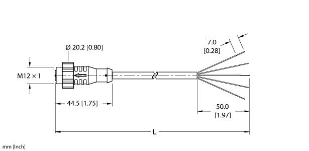 Turck Actuator and Sensor Cordset, Connection Cable (EKRT-A5.500-GC2K-10)