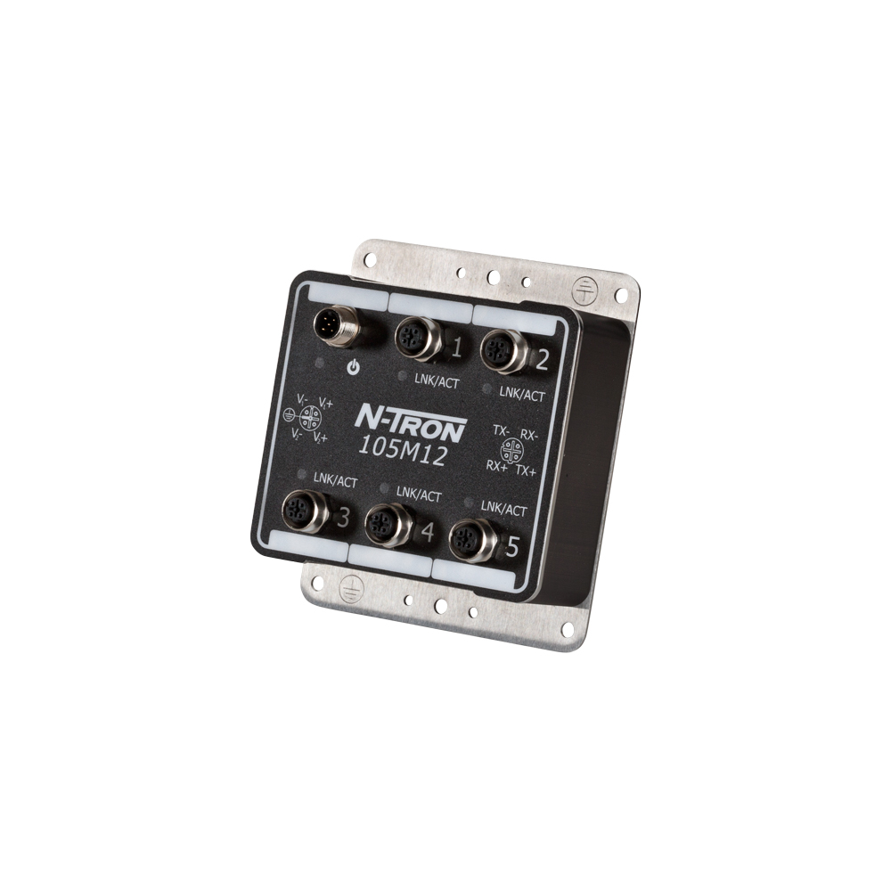 100 Series, 5-Port, N-Tron 105M12 IP67 Rated Unmanaged Industrial Ethernet Switch