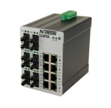 100 Series, 14-Port, N-Tron 114FXE6-ST-15 Ethernet Switch