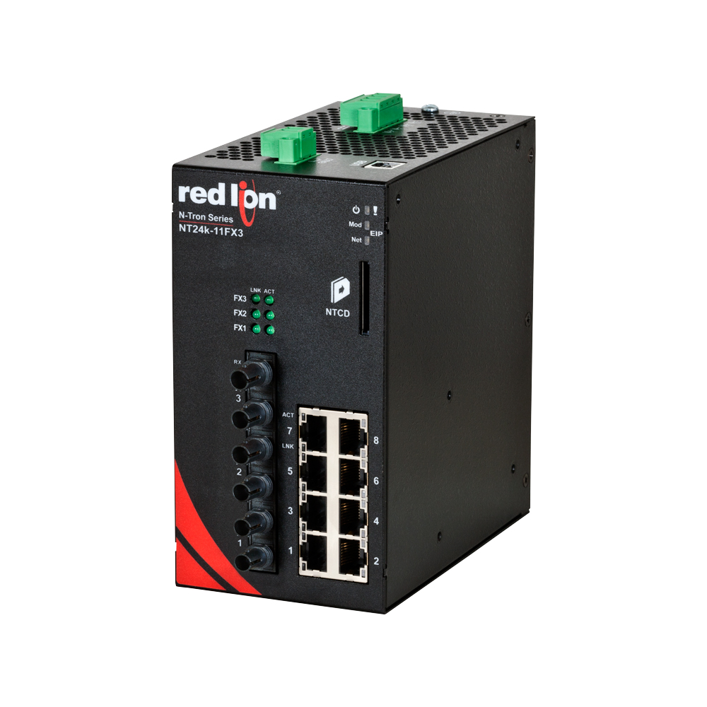 NT24k Series, 11-Port, N-Tron NT24k®-11FX3 Managed Gigabit Ethernet Switch, ST 2km