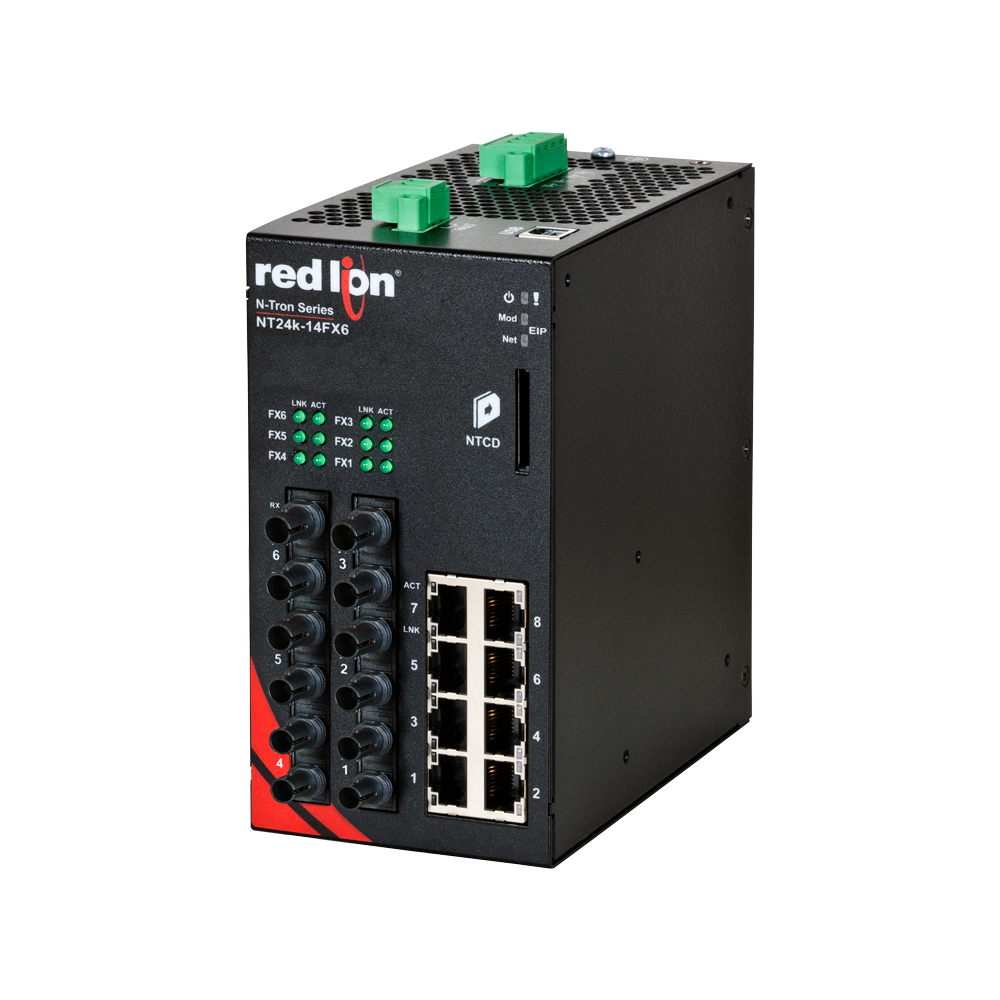NT24k Series, 14-Port, N-Tron NT24k��-14FXE6 Managed Gigabit Ethernet Switch, ST 15km PTP Enabled