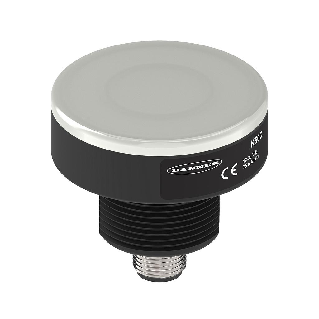 Banner K50 Pro Compact with IO-Link Series: RGB Indicator; Voltage: 18 - 30 V dc; Housing: Polycarbonate; IP66 IP67 IP69K; Input: Bimodal; Colors: Multicolor; 4-pin M12 Integral QD (K50CL2RGBKQ)