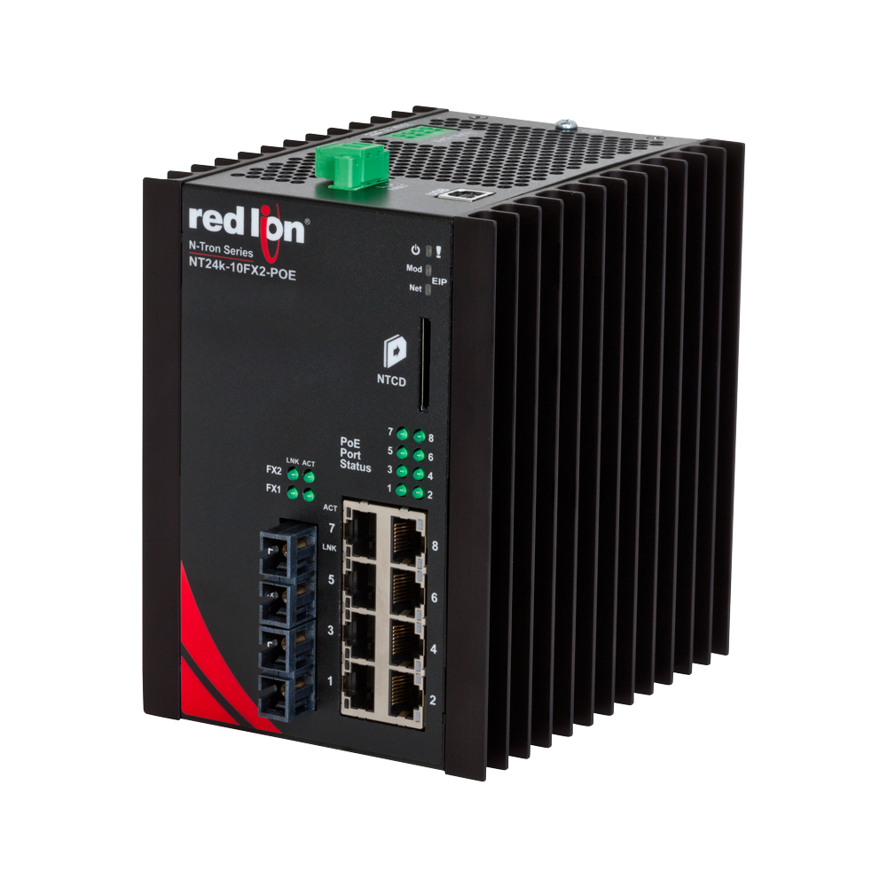 NT24k PoE Series, 10-Port, N-Tron NT24k��-10FXE2-POE Managed PoE+ Gigabit Ethernet Switch, SC 80km PTP Enabled