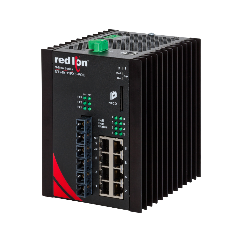 NT24k PoE Series, 11-Port, N-Tron NT24k��-11FXE3-POE Managed PoE+ Gigabit Ethernet Switch, SC 80km PTP Enabled