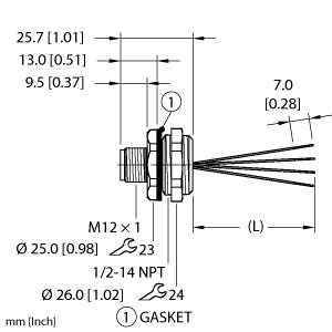Turck Actuator and Sensor Receptacle, Front Mount (EFSBH-A4.400.2-0.5)